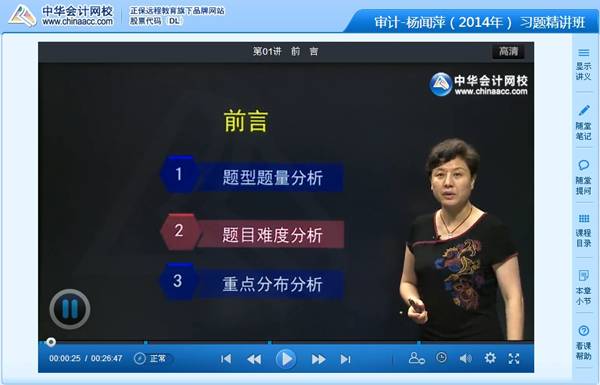 楊聞萍老師2014年注冊會計師考試《審計》習(xí)題班高清課程