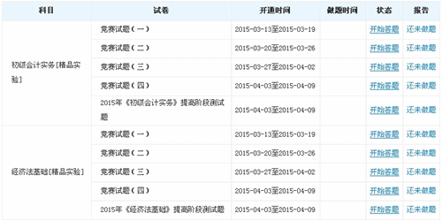 2015初級會計職稱“強(qiáng)化競賽試題”開賽時間3月13日至4月3日