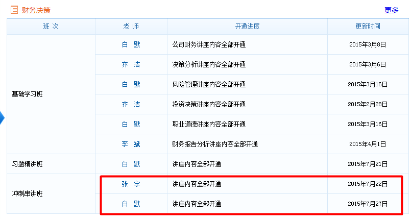 CMA《財(cái)務(wù)決策》沖刺串講班課程已經(jīng)全部開(kāi)通