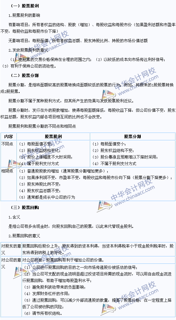 2015注會財管高頻考點：股票股利、股票分割與股票回購