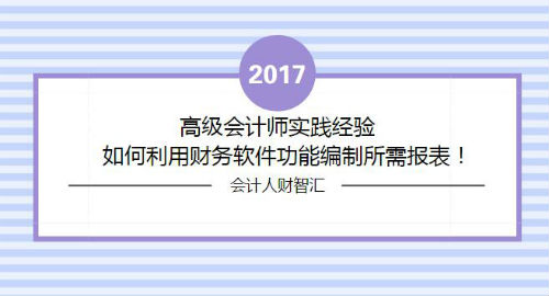 高級會計(jì)師實(shí)踐經(jīng)驗(yàn)：如何利用財(cái)務(wù)軟件功能編制所需報(bào)表