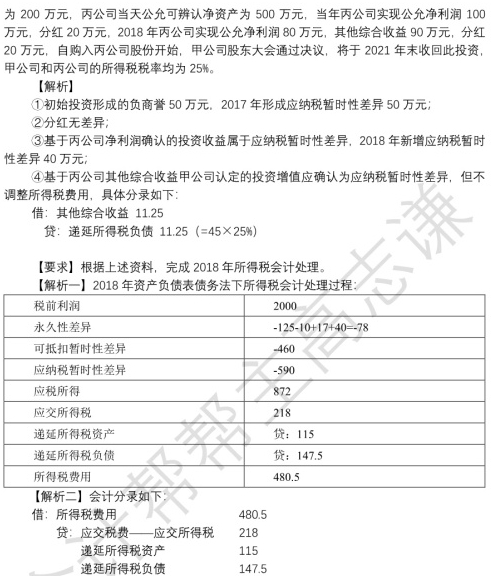 注會(huì)《會(huì)計(jì)》“謙幫主”送來(lái)所得稅母題