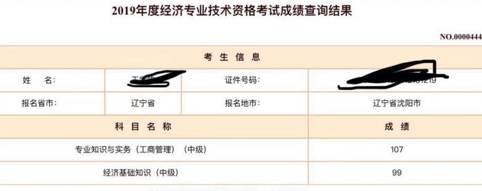 中級經(jīng)濟(jì)師成績