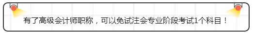 有了高級會計(jì)師職稱，可以免試注會專業(yè)階段考試1個科目！