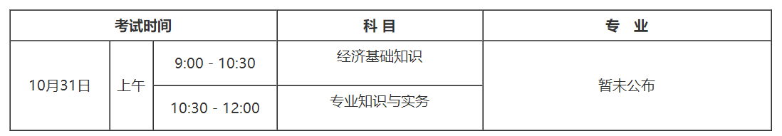 初級經(jīng)濟師考試時間