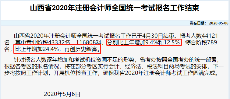 剛剛！部分地區(qū)公布了2020注會(huì)報(bào)名人數(shù)！創(chuàng)歷史新高！