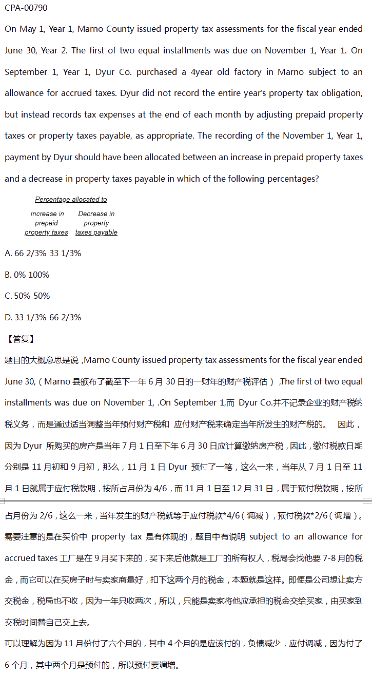 【答疑精華】AICPA答疑板至值得看的練習題（二）