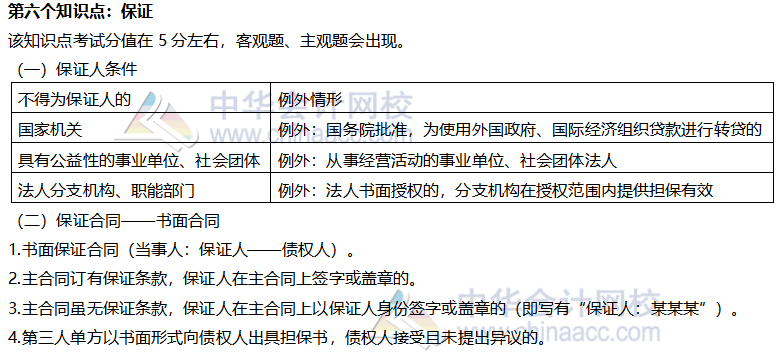 【考前穩(wěn)拿20分】注會經(jīng)濟(jì)法知識點六：保證