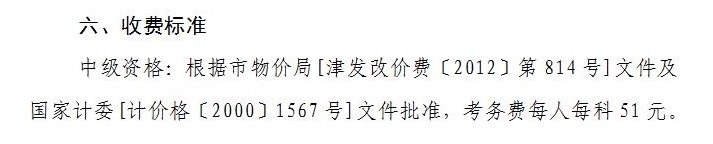 天津2021年中級會計職稱報名費用：每科51元