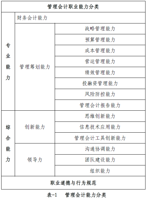 管理會計師職業(yè)能力分類