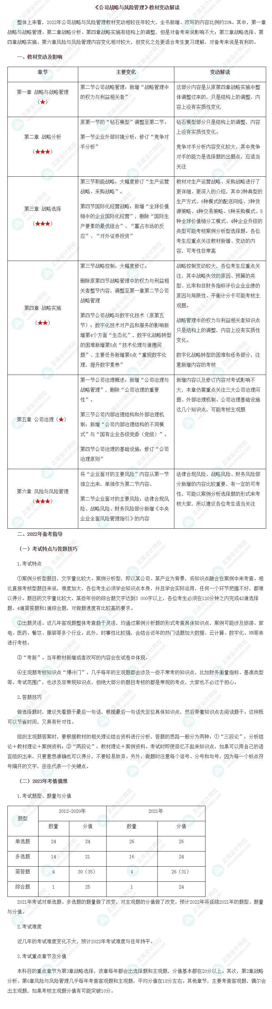 2022年注冊(cè)會(huì)計(jì)師《戰(zhàn)略》教材變動(dòng)解讀已出！