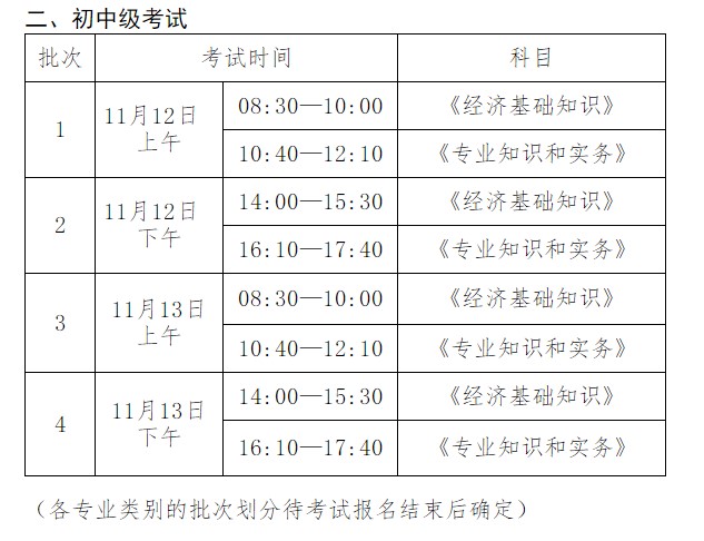 初中級經(jīng)濟(jì)師考試時(shí)間表