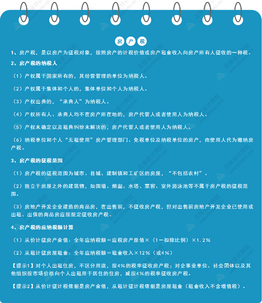 《經(jīng)濟法基礎(chǔ)》30天重要知識點打卡！第21天：房產(chǎn)稅