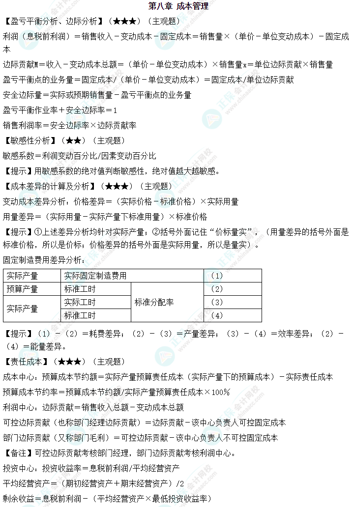 中級(jí)會(huì)計(jì)職稱《財(cái)務(wù)管理》必備公式