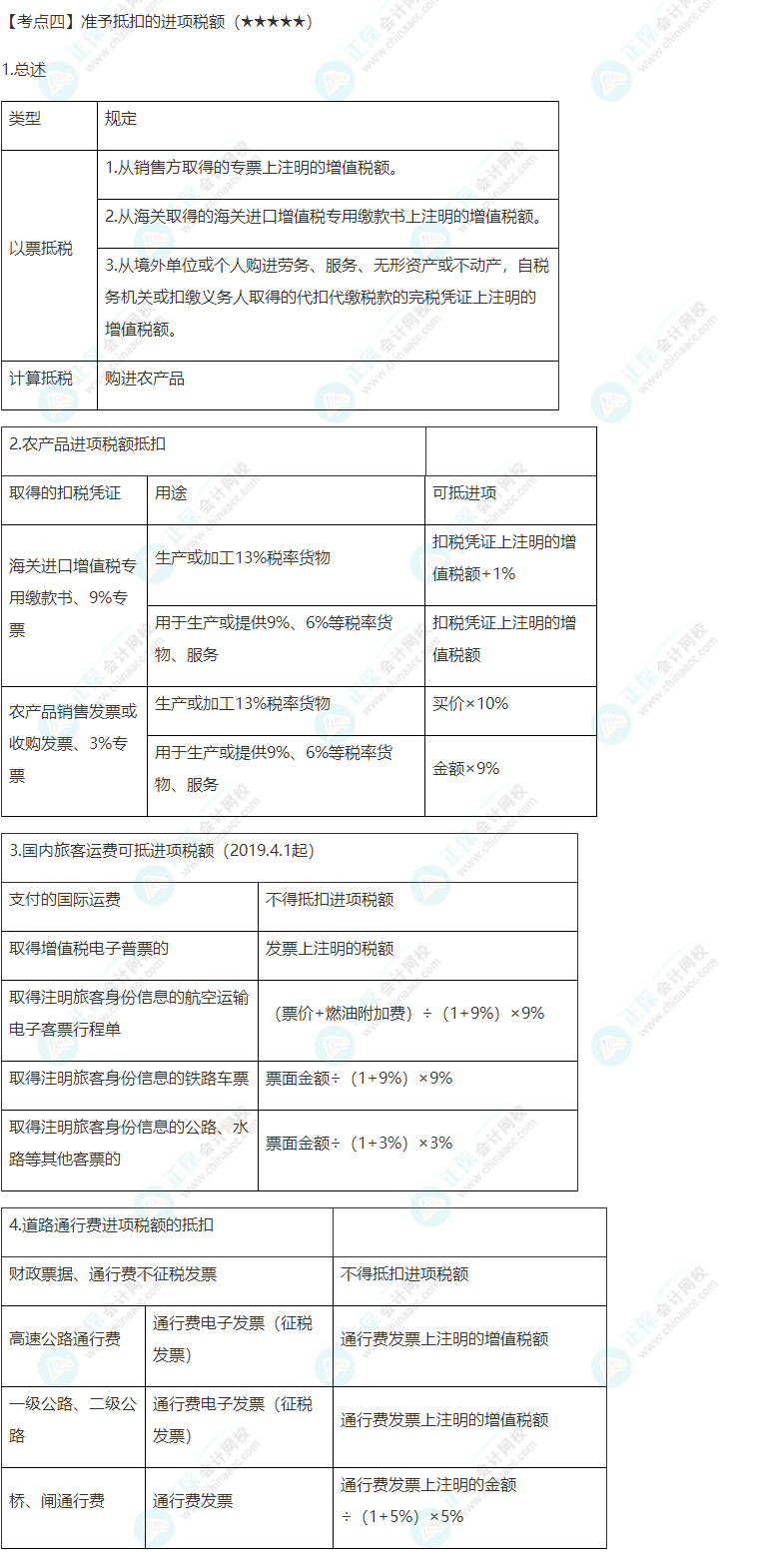 2022年注會(huì)《稅法》第二章高頻考點(diǎn)4：準(zhǔn)予抵扣的進(jìn)項(xiàng)稅額