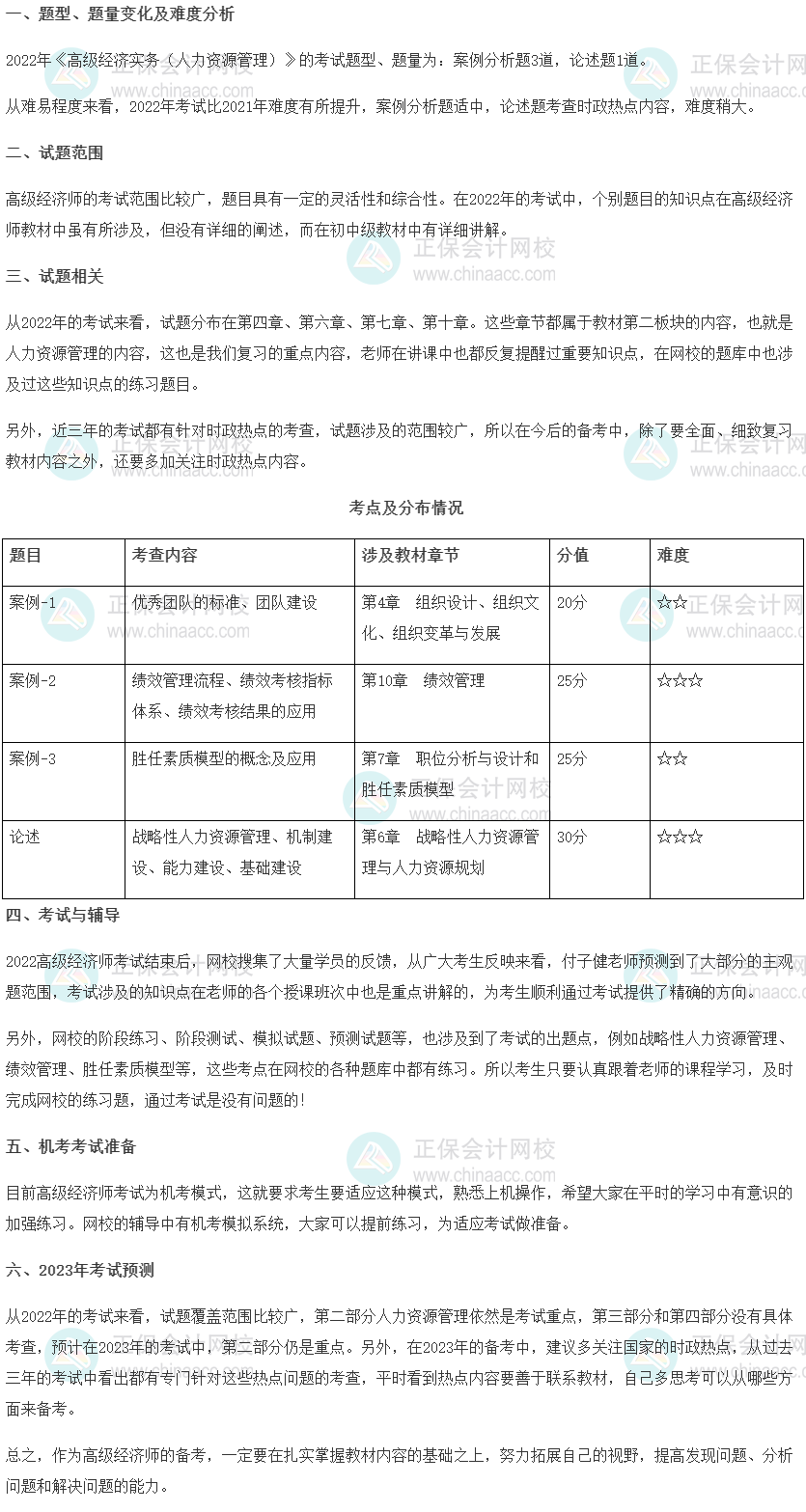 2022年高級(jí)經(jīng)濟(jì)師考試《人力資源管理》考情分析及2023考情預(yù)測(cè)