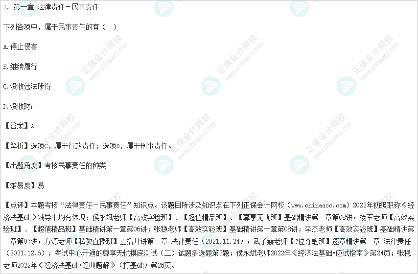 2022年初級會計考試試題及參考答案《經濟法基礎》