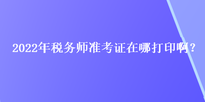 2022年稅務(wù)師準(zhǔn)考證在哪打印啊？