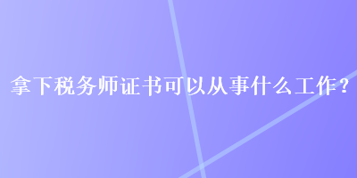 拿下稅務(wù)師證書可以從事什么工作？