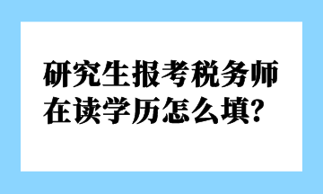 研究生報考稅務(wù)師 在讀學(xué)歷怎么填？