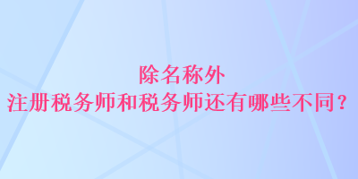 除名稱(chēng)外 注冊(cè)稅務(wù)師和稅務(wù)師還有哪些不同？