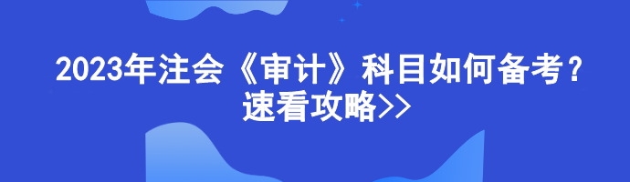 2023年注會《審計》科目如何備考？速看攻略>>