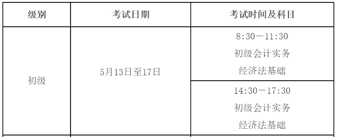 初級考試時(shí)間