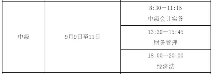 中級考試時(shí)間