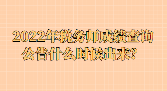 2022年稅務(wù)師成績查詢公告什么時候出來？