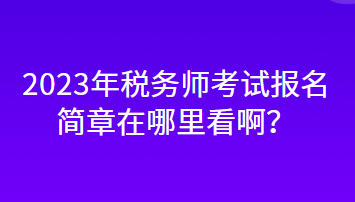 2023年稅務(wù)師考試報名簡章在哪里看啊？