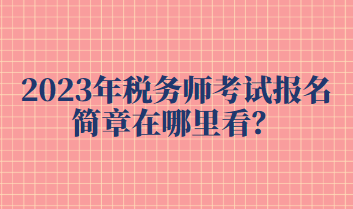 2023年稅務(wù)師考試報(bào)名簡(jiǎn)章在哪里看？