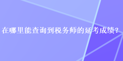 在哪里能查詢到稅務師的延考成績？