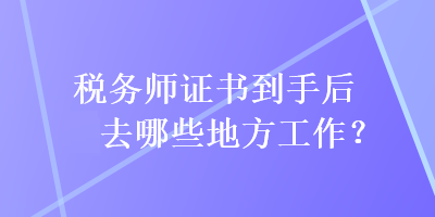 稅務師證書到手后去哪些地方工作？