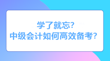 學(xué)了就忘？知識(shí)都還給老師了？中級(jí)會(huì)計(jì)如何高效備考？