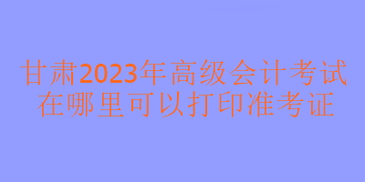 甘肅2023年高級會(huì)計(jì)考試在哪里打印準(zhǔn)考證？