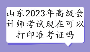 山東2023年高級會計師考試現(xiàn)在可以打印準考證嗎