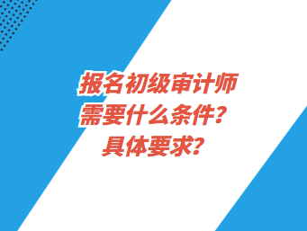 報名初級審計師需要什么條件？具體要求？