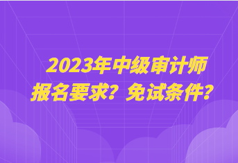 2023年中級審計師報名要求？免試條件？