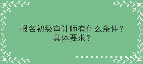 報(bào)名初級(jí)審計(jì)師有什么條件？具體要求？