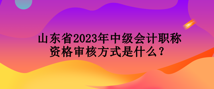 山東省2023年中級會計職稱資格審核方式是什么？