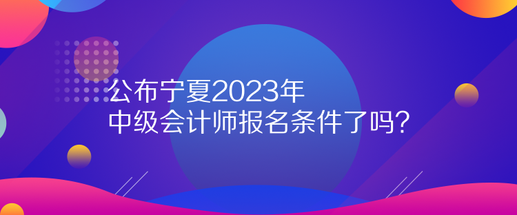 公布寧夏2023年中級會計師報名條件了嗎？