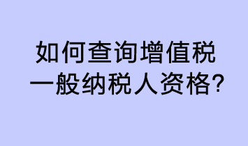 如何查詢增值稅一般納稅人資格？