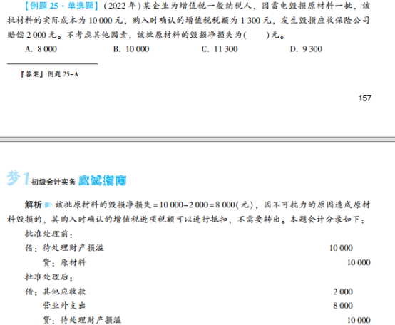 2023年初級(jí)會(huì)計(jì)考試試題及參考答案《初級(jí)會(huì)計(jì)實(shí)務(wù)》單選題(回憶版1)