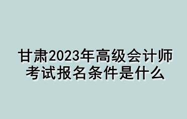 甘肅2023年高級(jí)會(huì)計(jì)師考試報(bào)名條件是什么