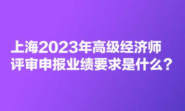 上海2023年高級(jí)經(jīng)濟(jì)師評(píng)審申報(bào)業(yè)績要求是什么？