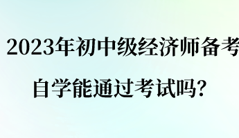 2023年初中級(jí)經(jīng)濟(jì)師備考 自學(xué)能通過(guò)考試嗎？