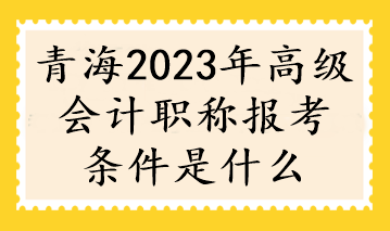 青海2023年高級(jí)會(huì)計(jì)職稱報(bào)考條件是什么