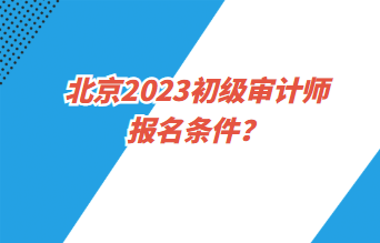 北京2023初級審計師報名條件？