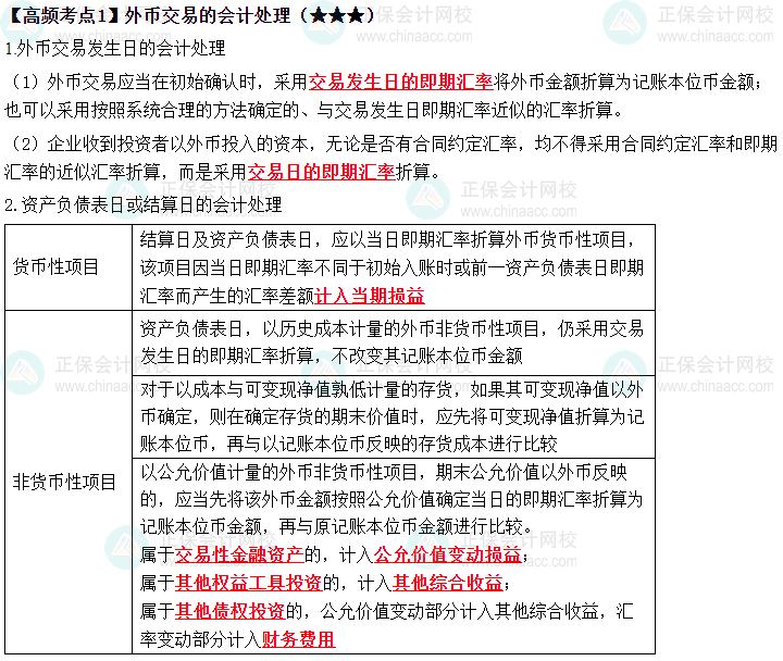 2023中級《中級會計實務(wù)》高頻考點：外幣交易的會計處理（★★★）