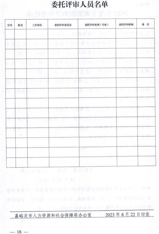 嘉峪關2023年職稱評審通知18